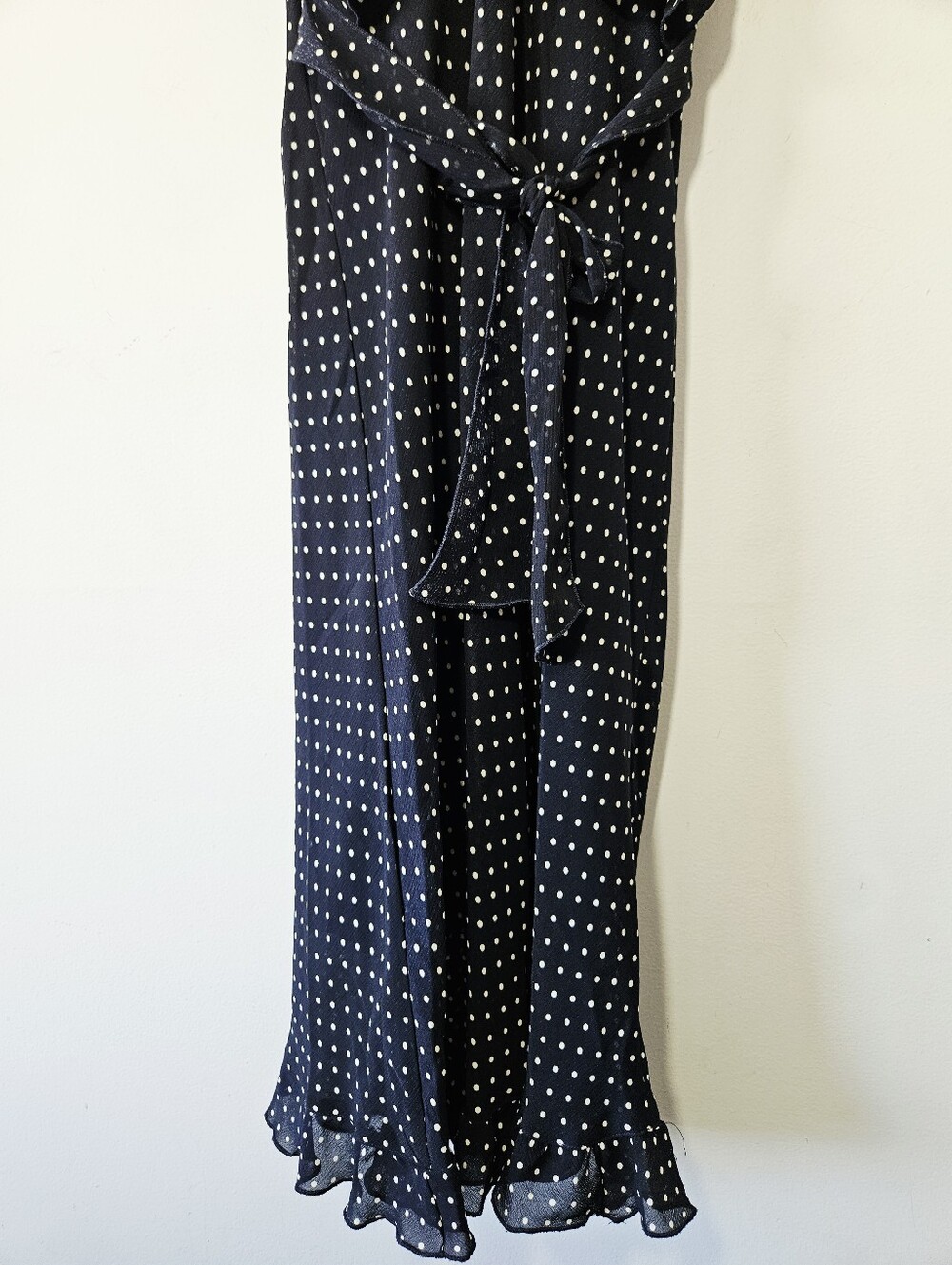 Y2K Jane Alexander Polka Dot Midi Dress Size 10 Flutter Sleeve Ruffle Tie Waist - Picture 4 of 6